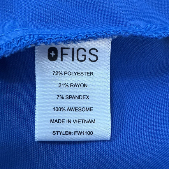 Figs Scrubs Technical Collection Short Sleeve V-Neck Top Large Pockets Blue - Picture 9 of 12